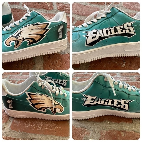 Nike Other - Custom NFL Philadelphia Eagles Air Force 1 Super Bowl Football Shoes men sz 12.5